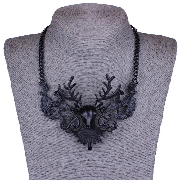 Fashion “Deer” To Be Different Deer Head Statement Necklace - Picture 2 of 6